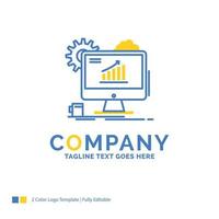 Analytics. chart. seo. web. Setting Blue Yellow Business Logo template. Creative Design Template Place for Tagline. vector