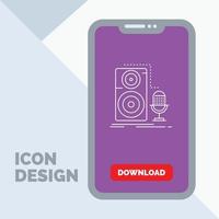 En Vivo. micrófono micrófono. registro. icono de línea de sonido en el móvil para la página de descarga vector