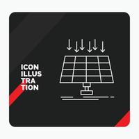 Red and Black Creative presentation Background for Solar. Panel. Energy. technology. smart city Line Icon vector