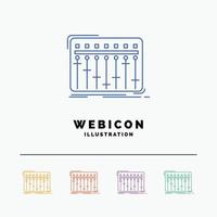 Console. dj. mixer. music. studio 5 Color Line Web Icon Template isolated on white. Vector illustration