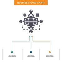 Function. instruction. logic. operation. meeting Business Flow Chart Design with 3 Steps. Glyph Icon For Presentation Background Template Place for text. vector