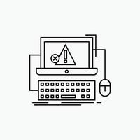 Computer. crash. error. failure. system Line Icon. Vector isolated illustration