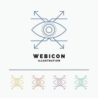 Business. eye. look. vision 5 Color Line Web Icon Template isolated on white. Vector illustration