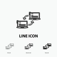 Computer. connection. link. network. sync Icon in Thin. Regular and Bold Line Style. Vector illustration