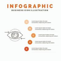 negocio. ojo. marketing. visión. planifique la plantilla de infografías para el sitio web y la presentación. icono de línea gris con ilustración de vector de estilo infográfico naranja