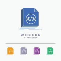 Code. coding. file. programming. script 5 Color Glyph Web Icon Template isolated on white. Vector illustration