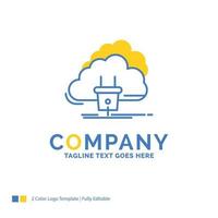 Cloud. connection. energy. network. power Blue Yellow Business Logo template. Creative Design Template Place for Tagline. vector