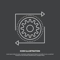 Business. gear. management. operation. process Icon. Line vector symbol for UI and UX. website or mobile application