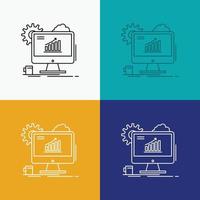 Analytics. chart. seo. web. Setting Icon Over Various Background. Line style design. designed for web and app. Eps 10 vector illustration