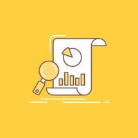 Analysis. analytics. business. financial. research Flat Line Filled Icon. Beautiful Logo button over yellow background for UI and UX. website or mobile application vector