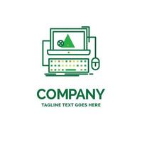 Computer. crash. error. failure. system Flat Business Logo template. Creative Green Brand Name Design. vector