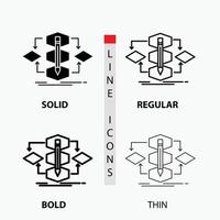 Algorithm. design. method. model. process Icon in Thin. Regular. Bold Line and Glyph Style. Vector illustration