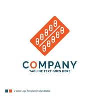 medicine. Pill. drugs. tablet. packet Logo Design. Blue and Orange Brand Name Design. Place for Tagline. Business Logo template. vector