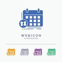 schedule. classes. timetable. appointment. event 5 Color Glyph Web Icon Template isolated on white. Vector illustration