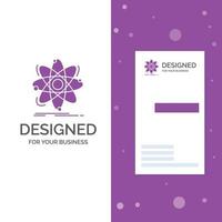 Business Logo for Atom. science. chemistry. Physics. nuclear. Vertical Purple Business .Visiting Card template. Creative background vector illustration