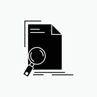 Analysis. document. file. find. page Glyph Icon. Vector isolated illustration