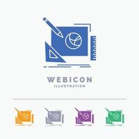 logo. design. creative. idea. design process 5 Color Glyph Web Icon Template isolated on white. Vector illustration