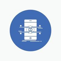 Api. interface. mobile. phone. smartphone White Glyph Icon in Circle. Vector Button illustration