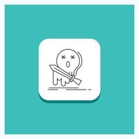 Round Button for Death. frag. game. kill. sword Line icon Turquoise Background vector