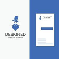 Business Logo for moustache. Hipster. movember. Santa Clause. Hat. Vertical Blue Business .Visiting Card template. vector