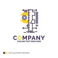 Company Name Logo Design For measure. caliper. calipers. physics. measurement. Purple and yellow Brand Name Design with place for Tagline. Creative Logo template for Small and Large Business. vector