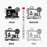 webinar. forum. online. seminar. website Icon in Thin. Regular. Bold Line and Glyph Style. Vector illustration