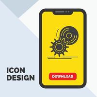 cd. disc. install. software. dvd Glyph Icon in Mobile for Download Page. Yellow Background vector