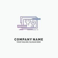 Architecture. blueprint. circuit. design. engineering Purple Business Logo Template. Place for Tagline vector