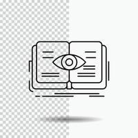 knowledge. book. eye. view. growth Line Icon on Transparent Background. Black Icon Vector Illustration