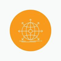 business. global. international. network. web White Line Icon in Circle background. vector icon illustration