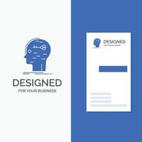 Business Logo for brain. hack. hacking. key. mind. Vertical Blue Business .Visiting Card template. vector