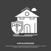 insurance. home. house. casualty. protection Icon. glyph vector symbol for UI and UX. website or mobile application