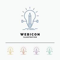 bulb. creative. solution. light. pencil 5 Color Line Web Icon Template isolated on white. Vector illustration