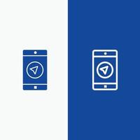 Application Message Mobile Apps poniter Line and Glyph Solid icon Blue banner Line and Glyph Solid i vector