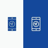 Application Message Mobile Apps poniter Line and Glyph Solid icon Blue banner Line and Glyph Solid i vector