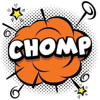 chomp comic plantilla brillante con burbujas de discurso en marcos coloridos vector