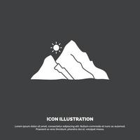 mountain. landscape. hill. nature. sun Icon. glyph vector symbol for UI and UX. website or mobile application