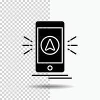 navigation. app. camping. gps. location Glyph Icon on Transparent Background. Black Icon vector