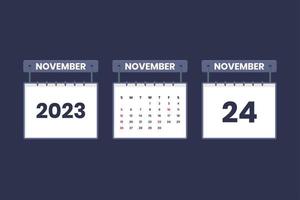 24 de noviembre de 2023 icono de calendario para horario, cita, concepto de fecha importante vector