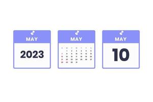 May calendar design. May 10 2023 calendar icon for schedule, appointment, important date concept vector
