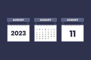 11 August 2023 calendar icon for schedule, appointment, important date concept vector