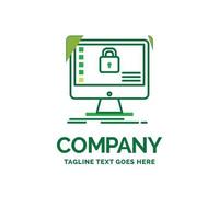 secure. protection. safe. system. data Flat Business Logo template. Creative Green Brand Name Design. vector