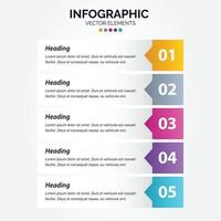 plantilla de diseño infográfico vertical empresarial con iconos y 5 cinco opciones o pasos. vector