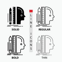 Design. human. ruler. size. thinking Icon in Thin. Regular. Bold Line and Glyph Style. Vector illustration