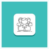 Round Button for group. multiplayer. people. team. online Line icon Turquoise Background vector