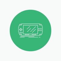 Console. device. game. gaming. psp White Line Icon in Circle background. vector icon illustration