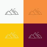 mountain. landscape. hill. nature. birds Icon Over Various Background. Line style design. designed for web and app. Eps 10 vector illustration