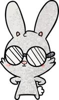 retro grunge texture cartoon rabbit vector