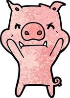 retro grunge texture cartoon pig vector