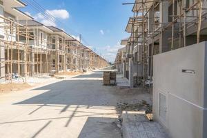 construction residential new house in progress at building site housing estate development photo